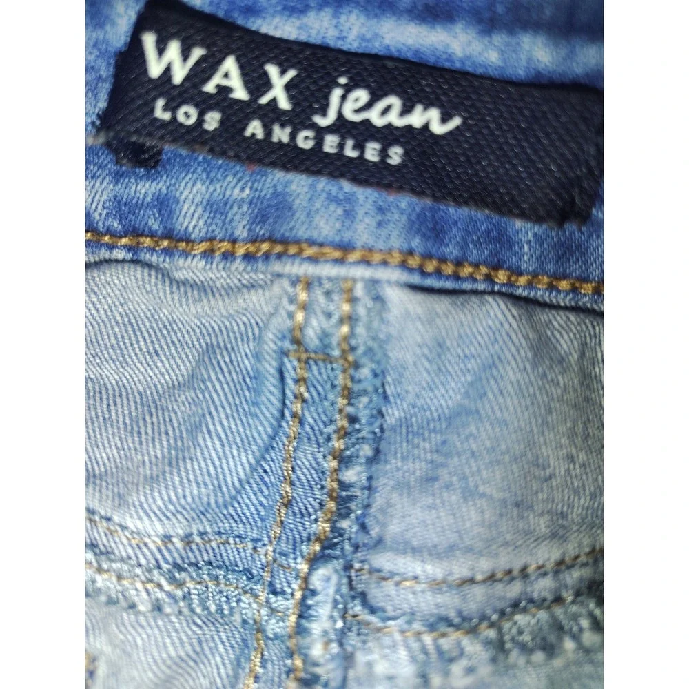 Wax Jean Los Angeles Distressed Denim Mini Skirt‎ Medium Wash Blue Size L